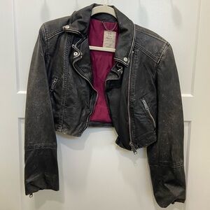 We The Free Piper Cropped Vegan Leather Moto Jacket